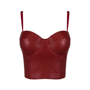 

Sexy Bralet New PU Leather Body Tank Tops Bralet Lady Club Party Cropped Top Women Camisole Bustier Vest