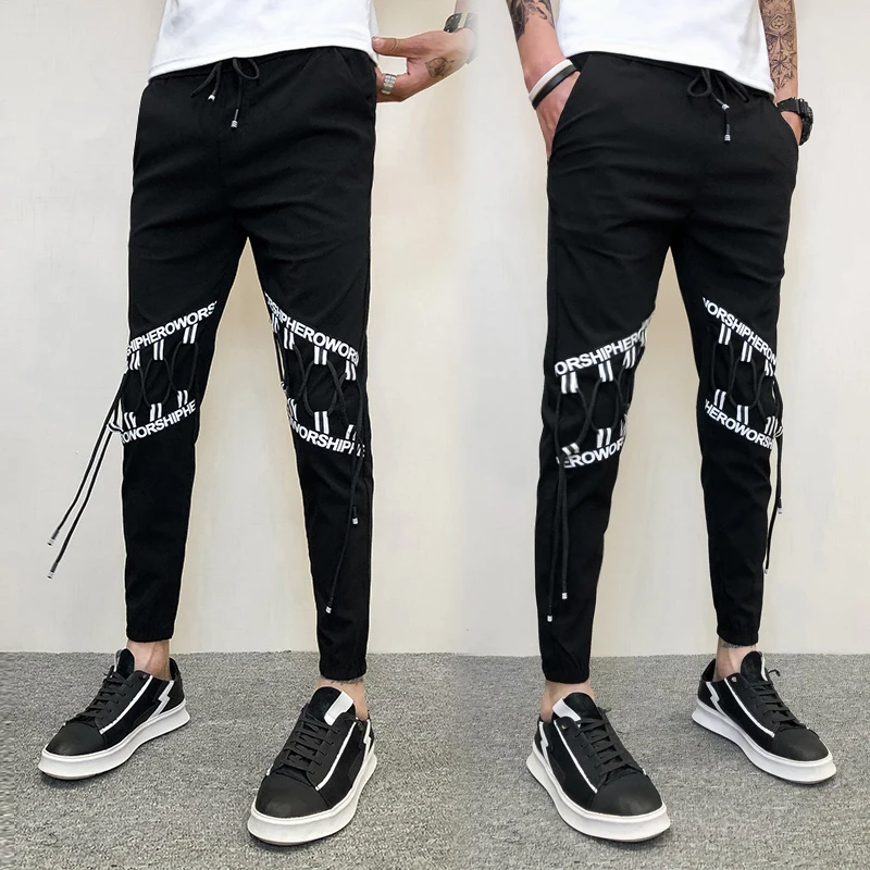 

2019 Leisure Time Pants Male Nine Part Upon Self-cultivation Bound Feet Pants Personality Sociology Guy