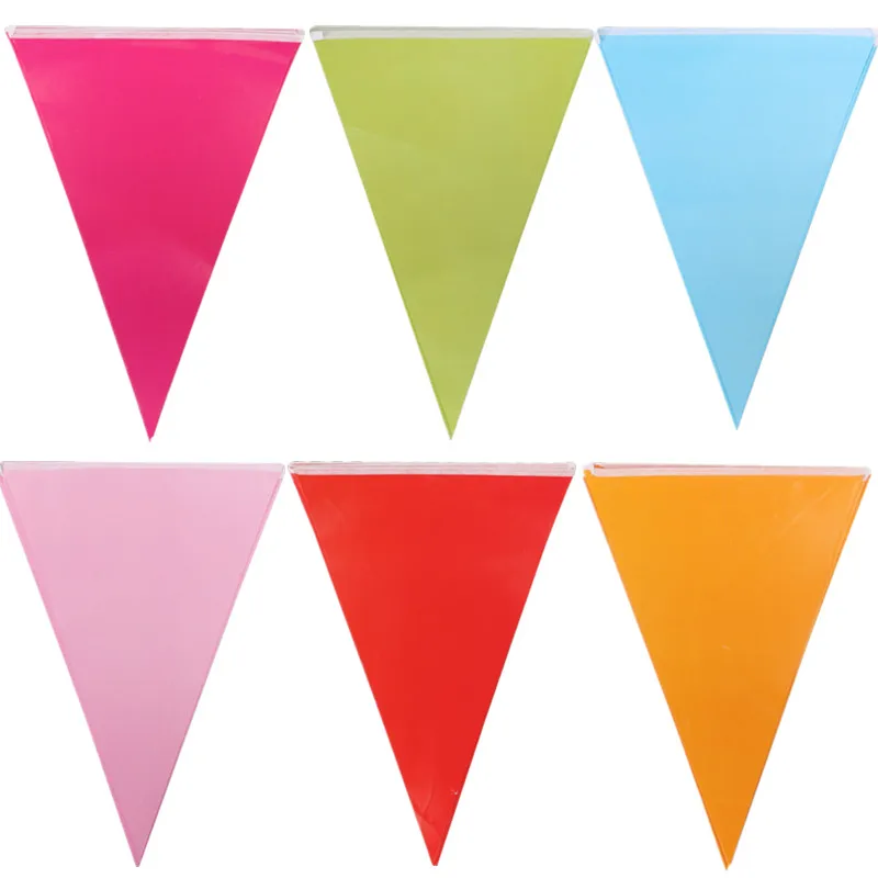 Pure Color Paper Banners Pulling Flag Hanging Flags Multi Colors For Wedding Birthday Party Celebration Accessories Decor