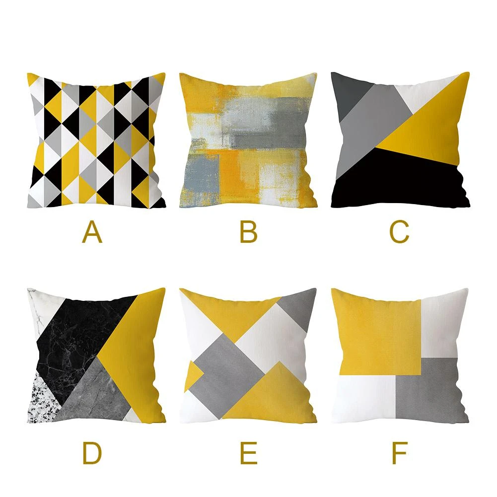 Geometric Cushion Cover Mustard Yellow Black White Home Decor Sofa Pillow Case