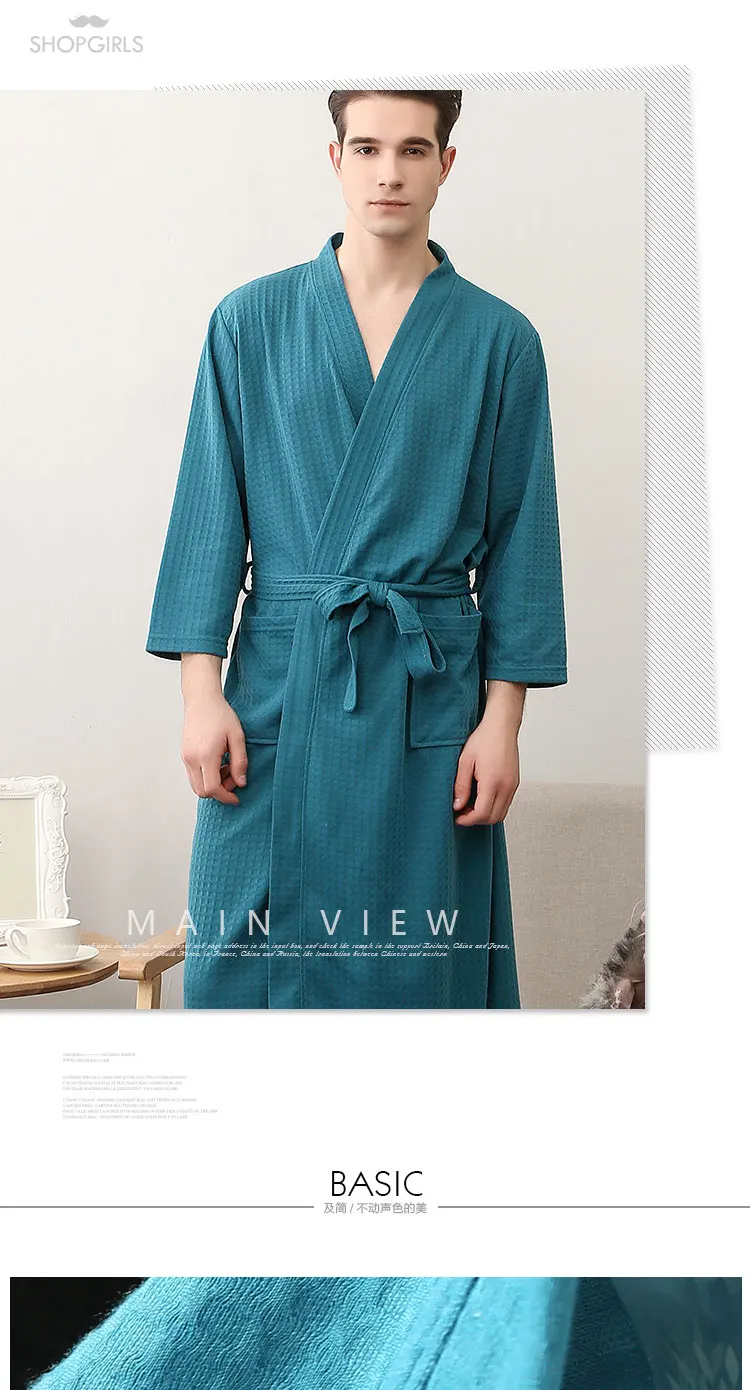 Lovers Summer Waffle Bathrobes Men Women Suck Water Kimono Nightgowns Plus Size Spa Bath Robe 3XL