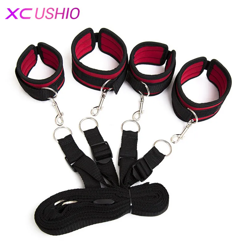  Adult Game Bdsm Bondage Under Bed Restraint Belt Sex Nylon Hand Ankle Cuffs Bed Love Kit Sex Toys f