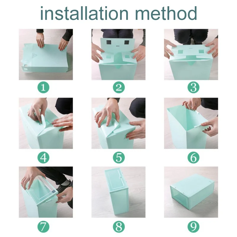 Пластиковая Складная коробка для обуви, прозрачная коробка для хранения обуви, органайзер для ящиков, домашняя самодельная коробка для обуви, разделитель для ящиков, для домашнего хранения, 1 шт