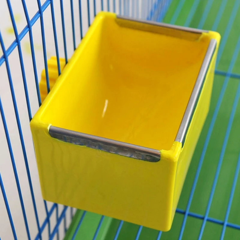 

1Pc Pet Feeding Bowl Rectangle Plastic Fix Cage Food Water Feeder for Rabbits Cats (Random Color)--S004