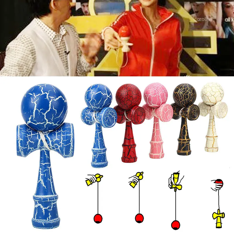 60 мм деревянный шар Kendama Skill Toy Matte Hand-Eye Coordination Lightning красочный привлекательный стержень и мяч детские игрушки мяч