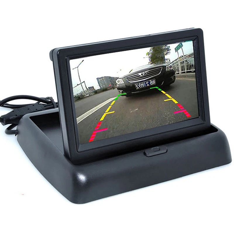 

Auto Assistance 4.3" tft LCD Foldable Car Rearview Displayer Monitor with Backup Radar Parking Sensor Reverse Rear View Camera
