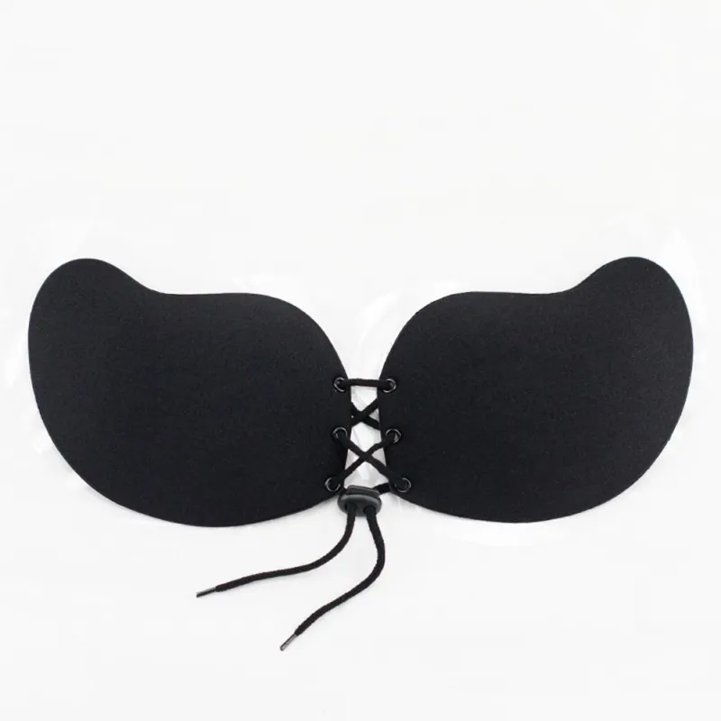 

Women Underwear Sexy Lingerie Solid Silicone Glue Stick on Gel Push Up Backless Invisible Bra 2 Colors 4 Hole