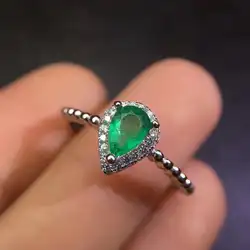 Новый дизайн зеленое Изумрудное Каплевидная форма кольцо Бесплатная Ювелирная сумка настоящая серебро 925 пробы