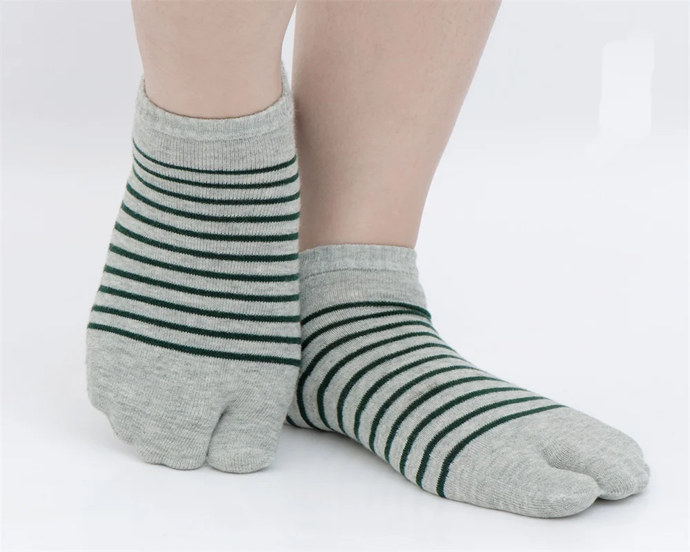 Men short cylinder striped cotton socks Japanese style clogs anti ...