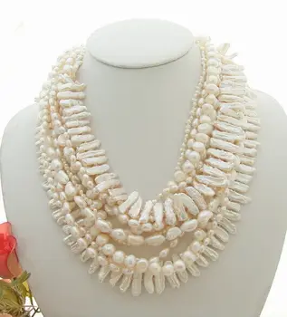 

Stunning! 40" 6Strands White Pearl Necklace