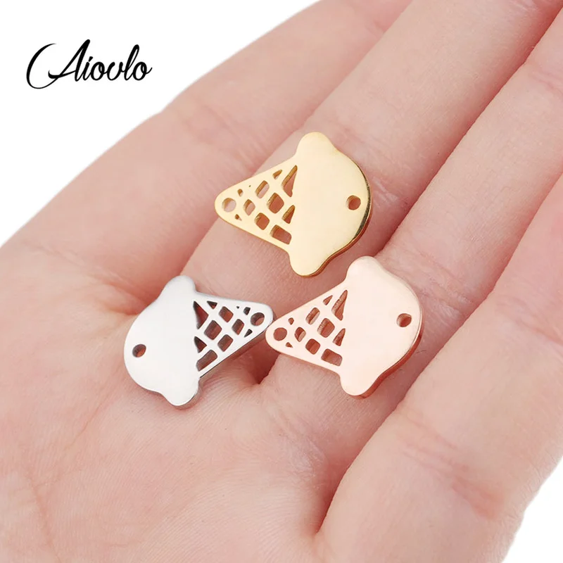 

10pc/lot Stainless Steel Cute ice cream Connector Bracelet DIY Findings Components Earring for Jewelry Making Accessories