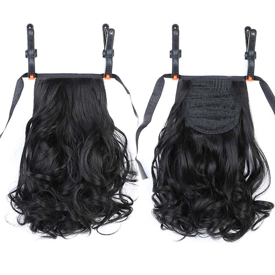 DIFEI Short Clip In Drawstring Curly Ponytail Hair Pieces Heat Resistant Synthetic Fake Hair Tail Horse Tress Short Hair