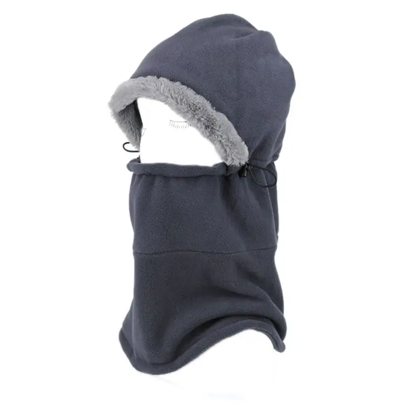 Женская зимняя Балаклава унисекс, маска для лица, уплотненная флисовая подкладка, грелка для шеи, быстросохнущая Регулируемая шапка, ветрозащитное покрытие для головы - Цвет: Темно-серый