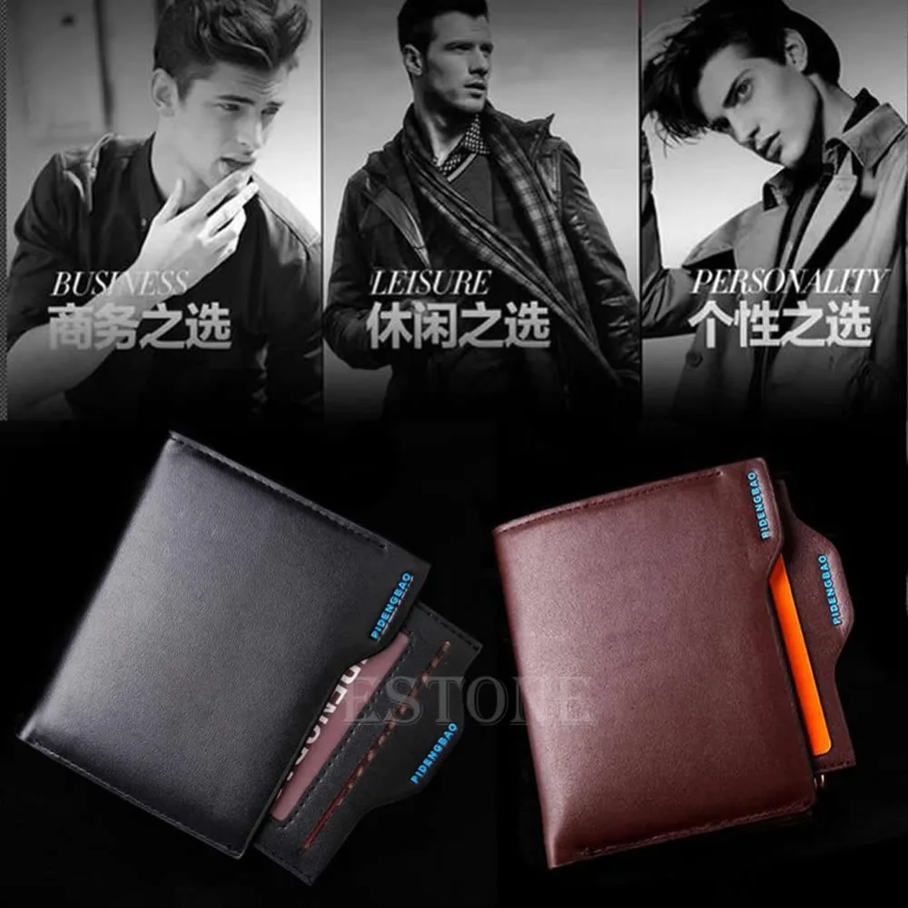 

THINKTHENDO 2016 Mina New Men's Faux Leather Wallet Pockets ID Credit Card Holder Clutch Bifold Coin Purse