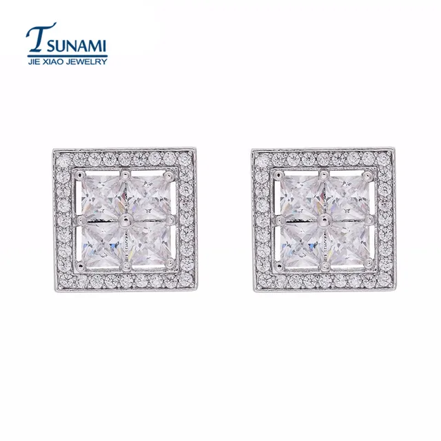 Luxury Four Colors Square Cubic Zirconia Earrings High Quality Luxury Four Colors Square Cubic Zirconia Earrings High Quality Women S Fashion Jewelry The Trend Of