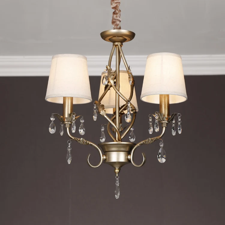 

American style iron crystal pendant light European style garden dining room lamp study light bedroom pendant lamp ya8120