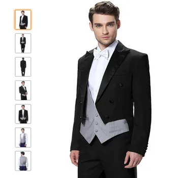 

New men suits fashion design suitable for the groom's suit black male quality plus size custom men's coattails suit