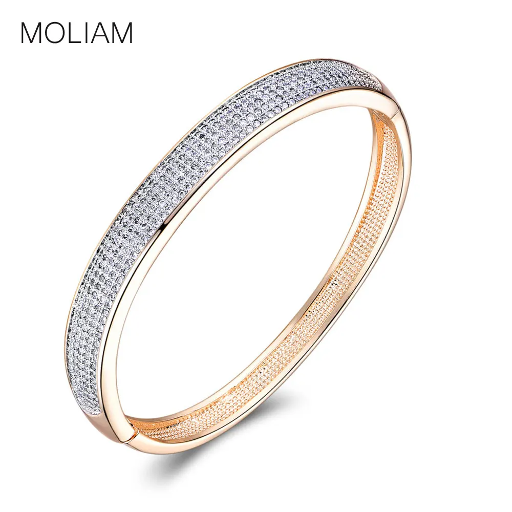 

MOLIAM Romantic Jewelry Love Bangle 2018 Crystal Zircon European Charm Bracelets Women Wedding Jewelry Drop Shipping MLZ033