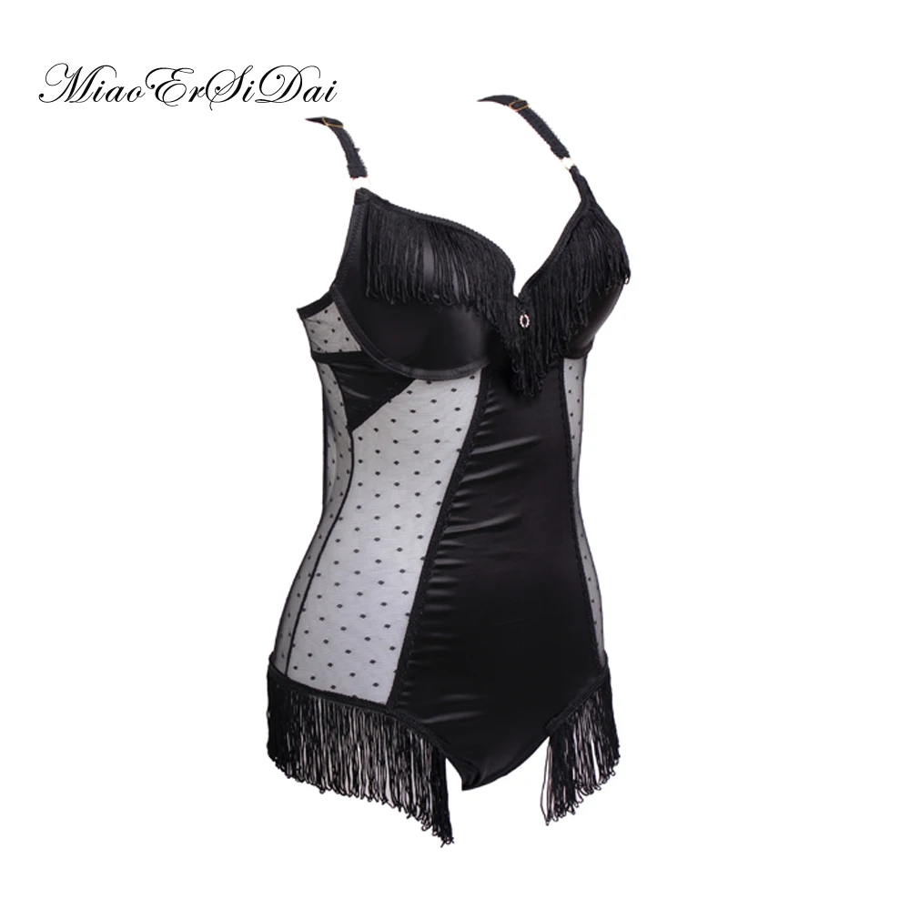 

New sexy santa Christmas lingerie black color Tassels+Gauze women bra set have A/B C/D cup