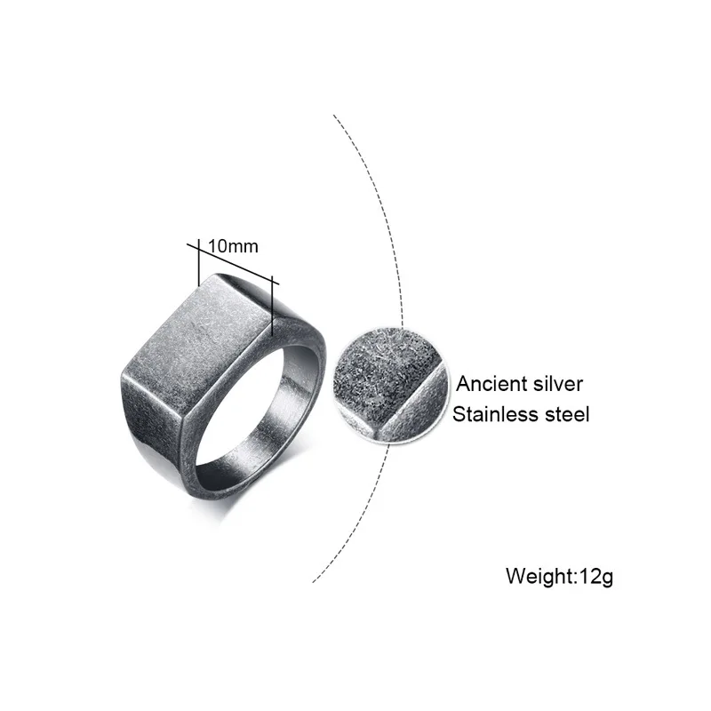 Модное винтажное мужское кольцо из нержавеющей стали, мужское классическое серое кольцо 10 мм, простые ювелирные изделия, мужские кольца для крутых мальчиков