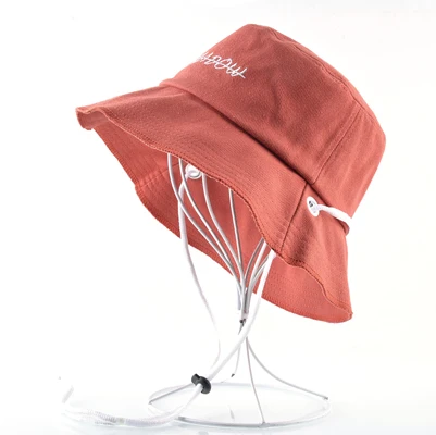 Одноцветная шляпа-ведро для женщин, хлопковая дышащая солнцезащитная Кепка с вышитыми буквами, складные пляжные шляпы для мужчин, повседневные гибкие широкие поля, шляпа - Цвет: Red