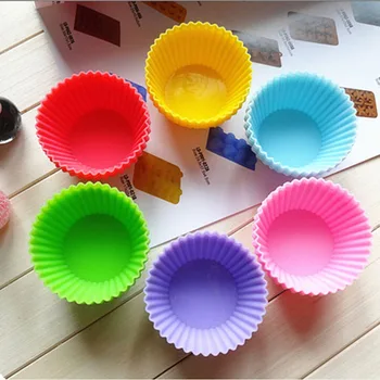 

3pcs/lot 6 Colors Muffin Cupcake Mold, Free Shipping 7cm Round Silicone Cup Cake Tool DIY baking Pan 7CM