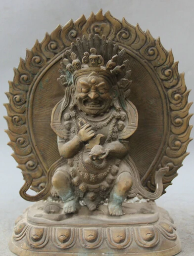 

dr524 10" Tibet Tibetan Buddhism Bronze Stand Mahakala Wrathful Deity Buddha Statue