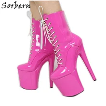 Sorbern; ярко-розовые сапоги до середины икры; женские сапоги до середины икры для подиума; художественная обувь для выступлений; женские ботинки унисекс; большие размеры