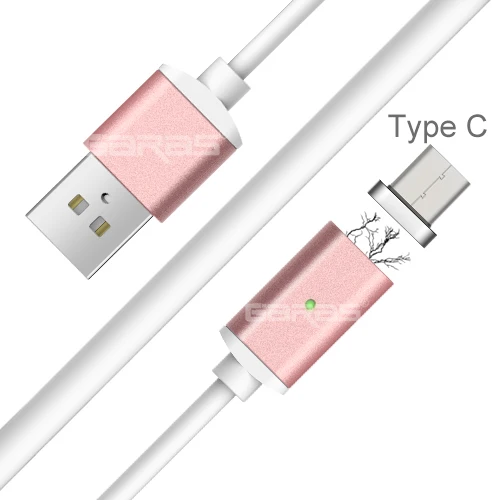 GARAS Магнитный usb type-C кабель USB-C/type-C быстрое зарядное устройство адаптер магнит Дата кабели для мобильных телефонов для Xiaomi/huawei type-C кабель - Цвет: pink type c