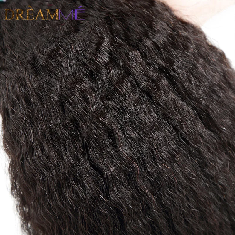 Brazilian kinky straight hair weave bundles with closure 100% human hair  (4)