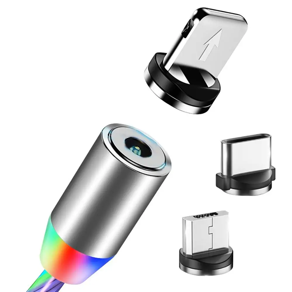 

Colorful Flash Magnetic USB Cable Fast Charging USB Type-C Cable Charger Data Charge Micro USB Cable For IOS Phone Date Cable