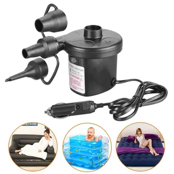 

Multifunctional Portable DC12V Car Inflatable Pump Car Auto Electric Air Pump Inflator 3 Nozzles Air Bed Mattress Boat