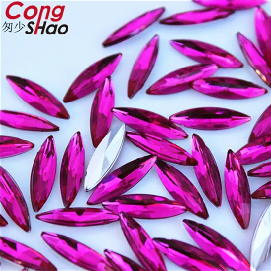 Cong Shao, 500 шт, 4*15 мм, цветные камни с конским глазом и акриловые стразы для самостоятельной отделки, аксессуары для костюма YB285 - Цвет: Fuchsia