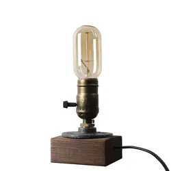 Лофт американский, промышленный, ретро небольшая настольная лампа индивидуальный Деревянный Бар Кафе ночник стол с домашним декором лампа