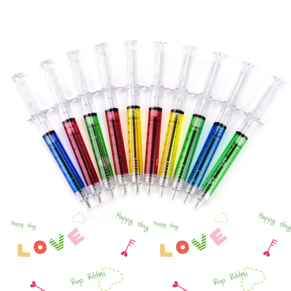 10pcs Needle Ballpoint Pen New Funny Kawaii Nurse Pen Kawaii School Supplies Plastic Syringe Pens Gifts For Teachers Papeleria