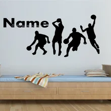Баскетбольная спортивная игра баскетбольная Наклейка на стену Персонализированная детская комната для мальчиков виниловая наклейка на заказ имя Баскетбол великолепное декоративное украшение fq617