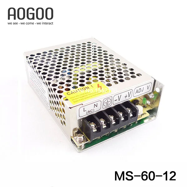 

Mini-size 60W 12V 5A Switch Mode LED Light Devices Switching Power Supply AC-DC PSU 100/110/220/230V MS-60-12