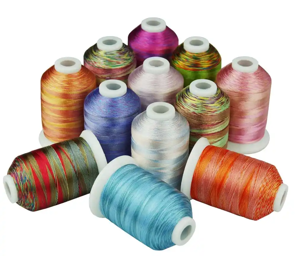 12 Multi Linha Variegada Do Bordado Das Cores 1000 Medidores Cada Para A Máquina Costura Da Mão Estofando Overlocking Em Toda A Máquina Da Casa Embroidery Thread Threading Threadembroidery Thread For Machines Aliexpress