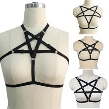 Goth форма пентаграммы боди Жгут Бюстгальтер Фетиш Нижнее белье для бондажа бюстгальтер 90's Косплей Костюм Сексуальный Урожай нижнее белье O0006
