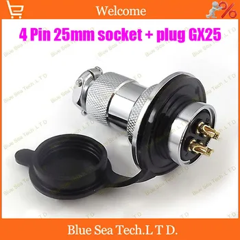 

Free Shipping 2 sets 4 Pin 25mm Male&Female Aviation plug Connector kit GX25 Socket+Plug+WaterProof Cap,Aviation plug interface