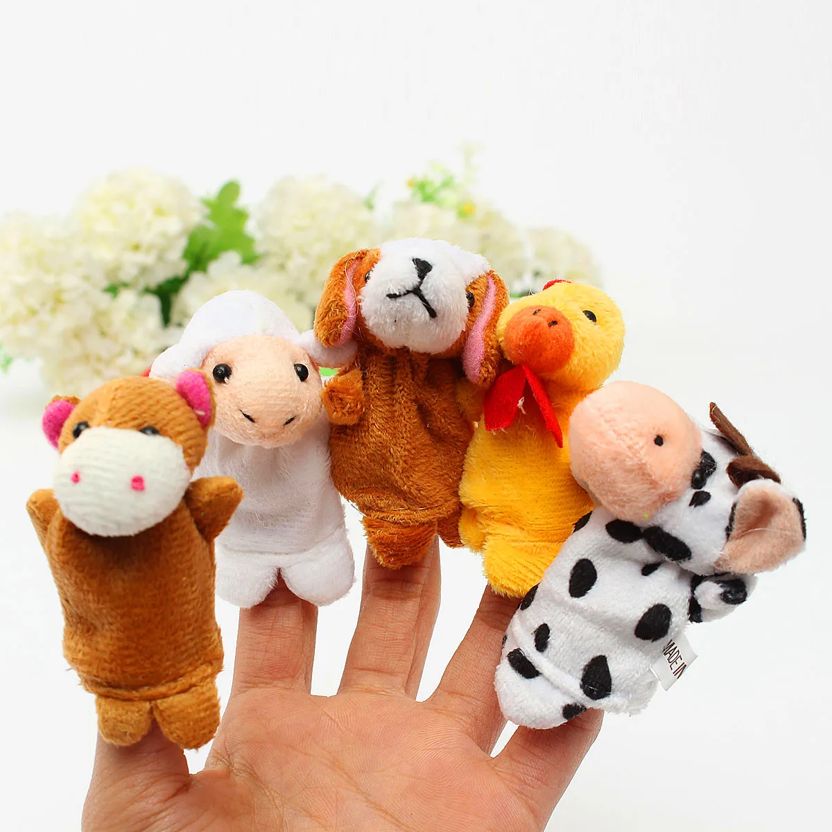 

10pcs/lot Hand Puppet Finger Puppets Set Had A Farm Toy Mini Plush Baby Girls Educational Story Cloth Doll Family Toys For Child