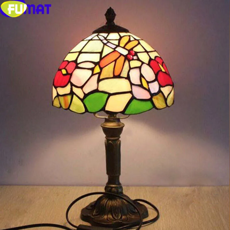 4 Dragfonfly and Rose Tiffany table lamp