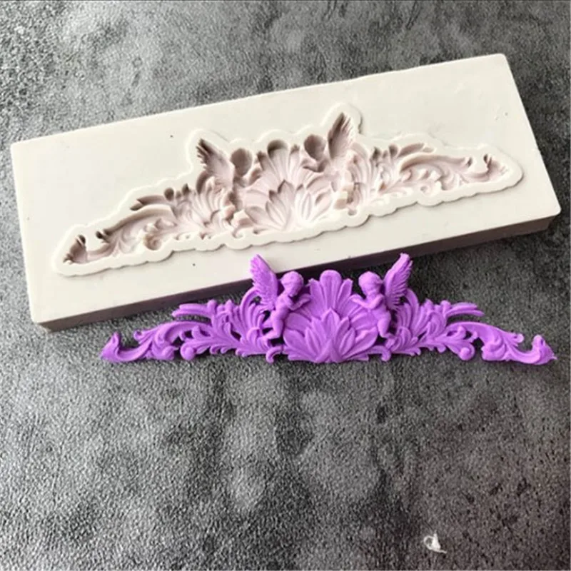 

TTLIFE European Flower Pattern Cake Border Silicone Mold Baroque Scroll Relief Fondant Cake Decorating DIY Tools Chocolate Mould