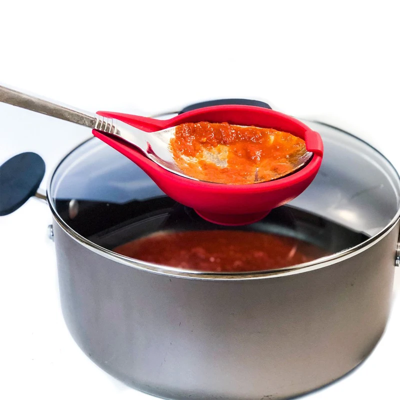 

Multifunctional Spoon Rests Holder Suction Cup Kitchen Utensil Salad dressing Saucer Silicone Pot Lid Handle Spatula Holder Rest