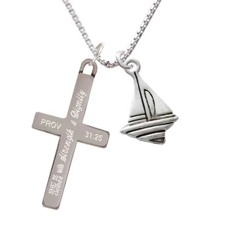 Sailboat - Strength and Dignity - Cross Necklace (1)