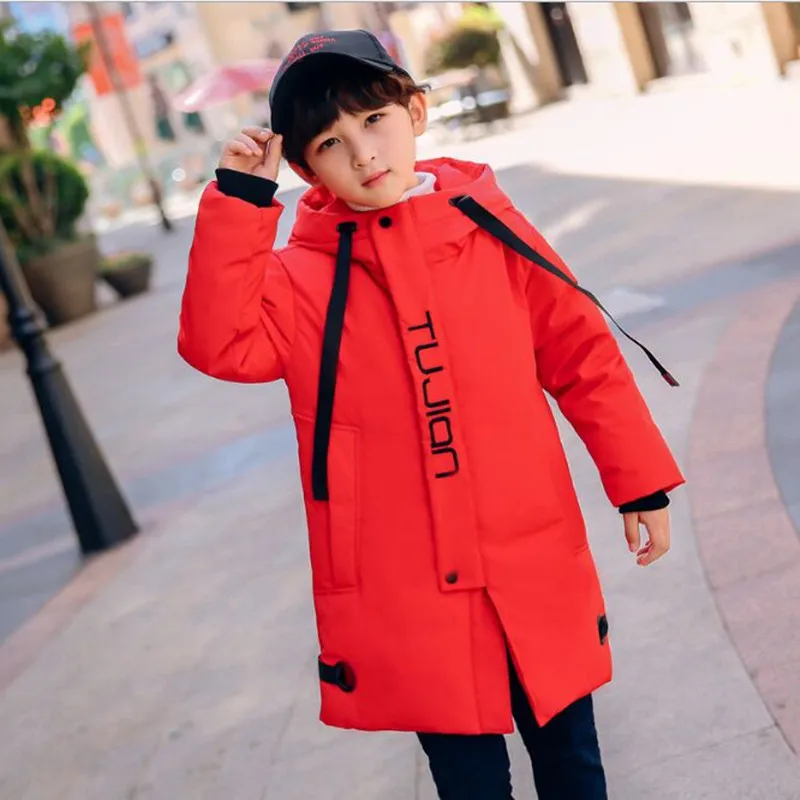 

2018 Winter New Children's Down Jacket Fashion Long Hooded Boy Thick Jacket Down & Parkas