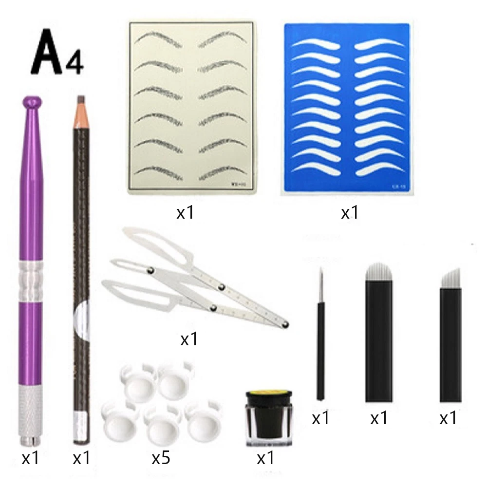 Практика микроблейдинга кожи ручка для нанеения татуировки Макияж игла для татуировки бровей пигмент Набор Новый Набор татуировок