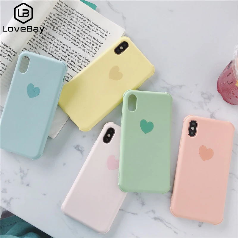 Чехол lovebay для iPhone 7 8 6 6S Plus карамельный цвет любовь сердце чехол телефона XR Xs Max X