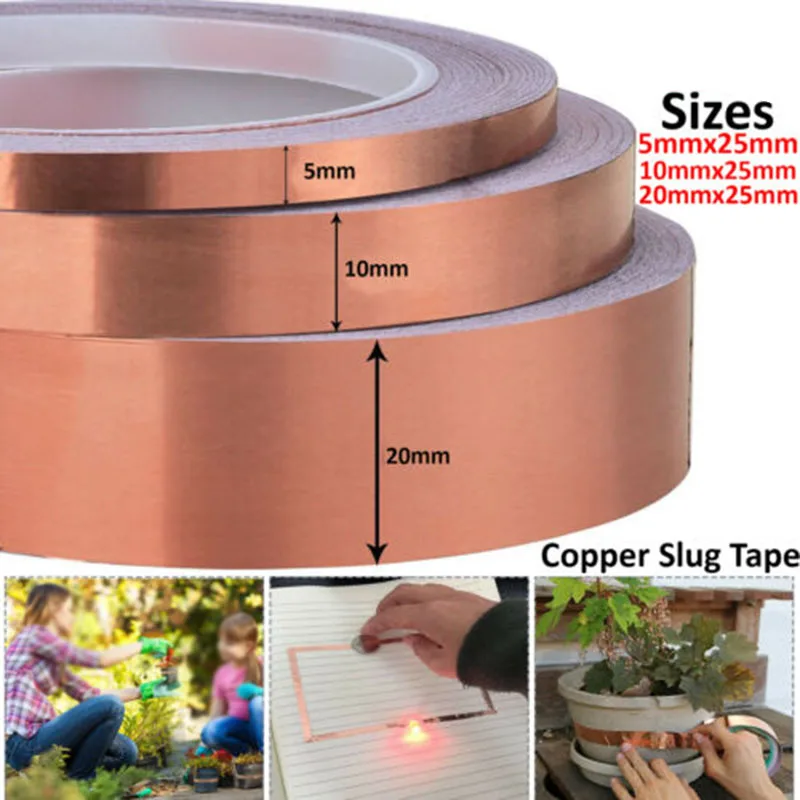 Аксессуары для растений садовые инструменты DIY 5 м/10 м/20 м Лента Медная Фольга электромагнитный барьер клей полезный