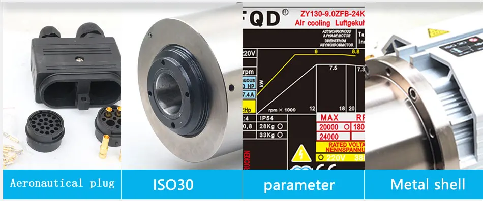Zhenyu FQD автоматический инструмент мотор шпинделя 9 кВт с воздушным охлаждением моторизованный шпиндель ISO30 открытый гравировальный комплект для установки
